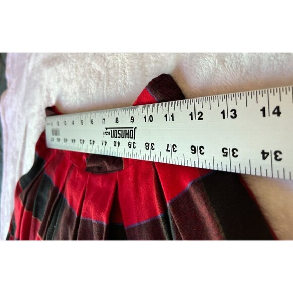 Jaff By Carol Anderson Women Plaid Pleated Midi Skirt Size -5-6 Red Black Cotton - Picture 3 of 8